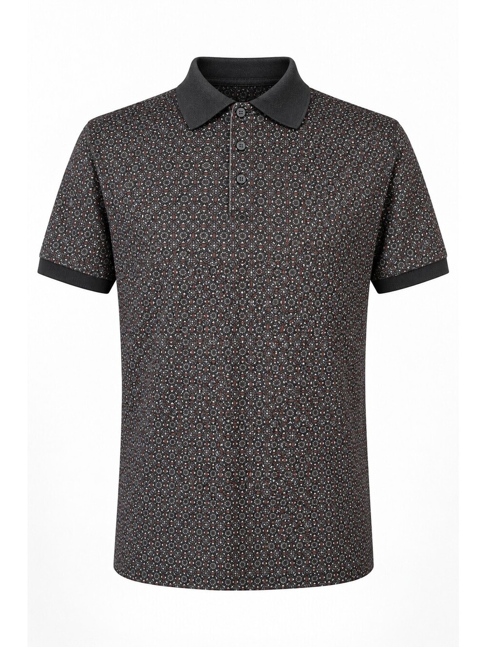 American Breed Large Retro Geometric Print Polo Shirt